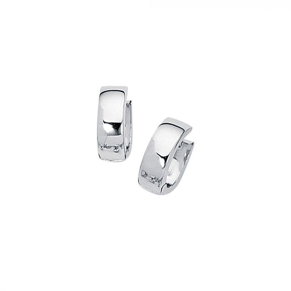 Wide Huggie Earrings - 14K White Gold