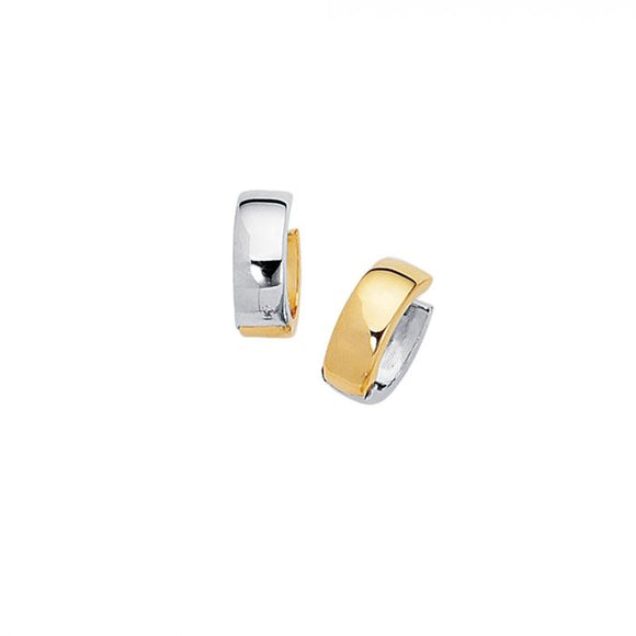 Wide Reversible Huggie Earrings - 14K Yellow and 14K White Gold