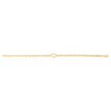 Heart Curb Bracelet - 14K Yellow Gold