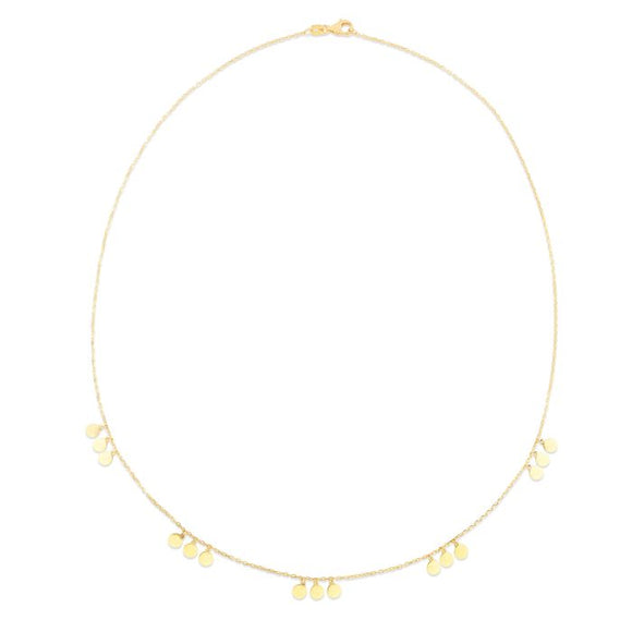 Circle Dangle Necklace - 14K Yellow Gold