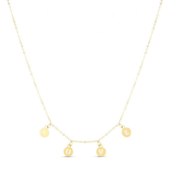 LOVE Dangle Necklace - 14K Yellow Gold