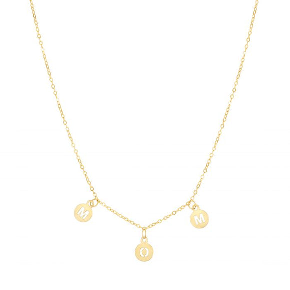 MOM Dangle Necklace - 14K Yellow Gold