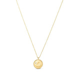 Zodiac Medallion Necklace with Diamond - 14K Yellow Gold