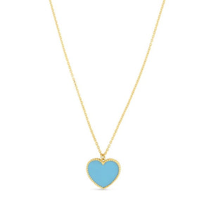 Turquoise Heart Necklace - 14K Yellow Gold