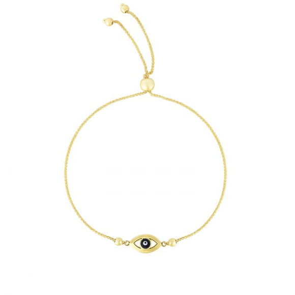 Evil Eye Adjustable Bracelet - 14K Yellow Gold