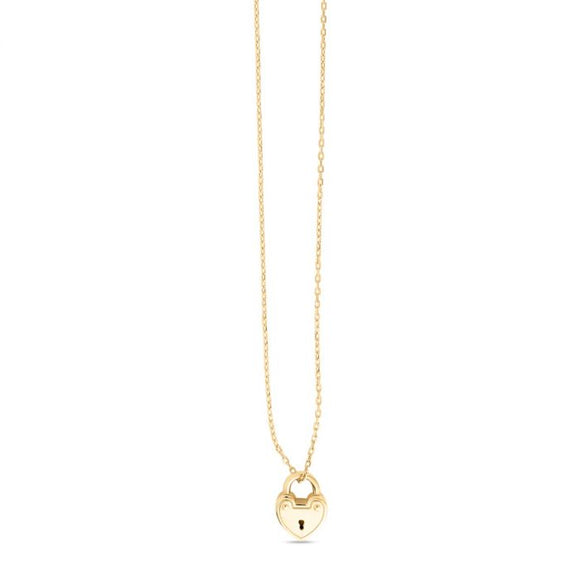 Heart Padlock Necklace - 14K Yellow Gold