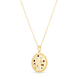 Gemstone Medallion Necklace - 14K Yellow Gold