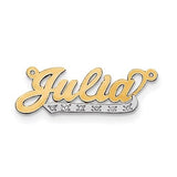 Script Nameplate with Diamond Ribbon - 10K Yellow and White Gold